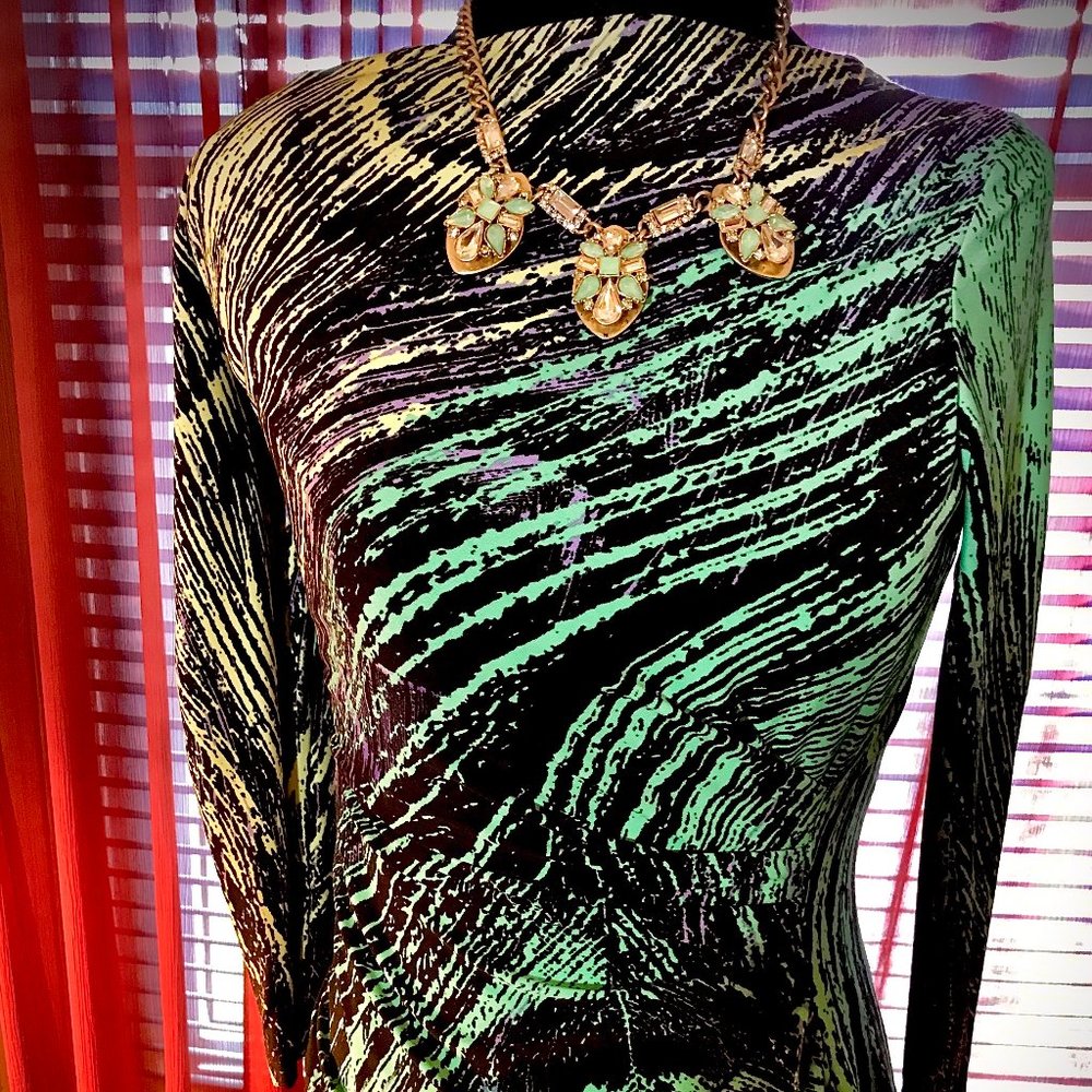 Multi-color flaired dress - size 2